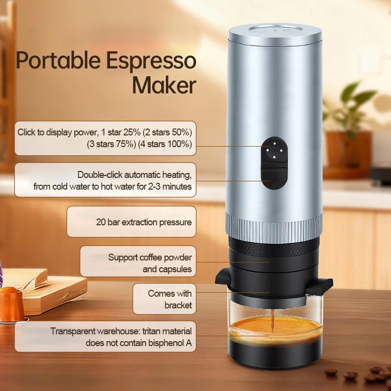 Portable 3-in-1 Espresso Machine 20 Bar USB Car & Camping
