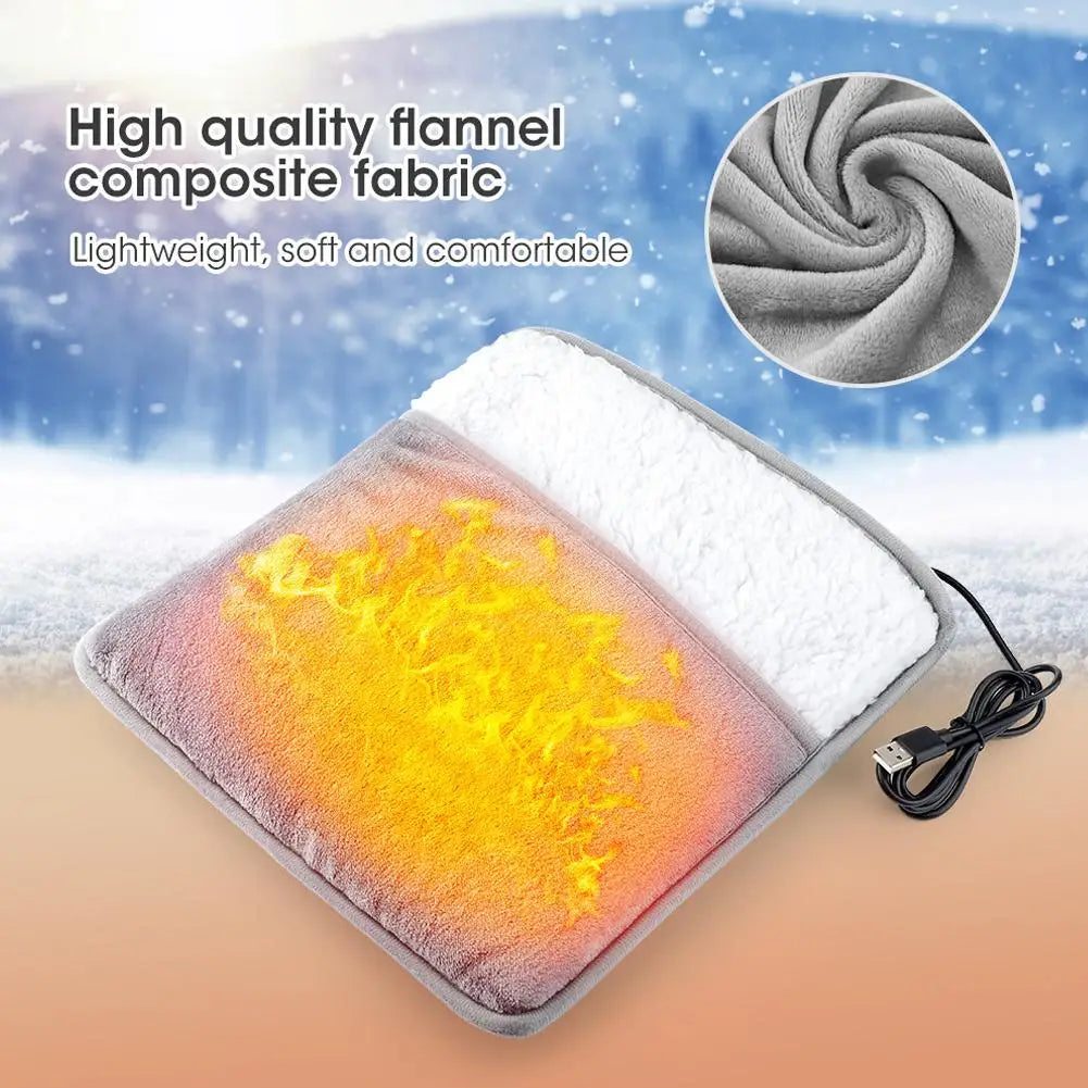 USB Electric Foot Warmer Pad – Soft Plush Washable Heating Mat Electric Heating Pad Oasis Select