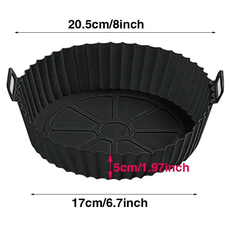 Silicone Basket Pot Tray Airfryer Liner for Air Fryer Reusable Container Accessories Pan Baking Mold Protector Kitchen Gadgets Oasis Select black