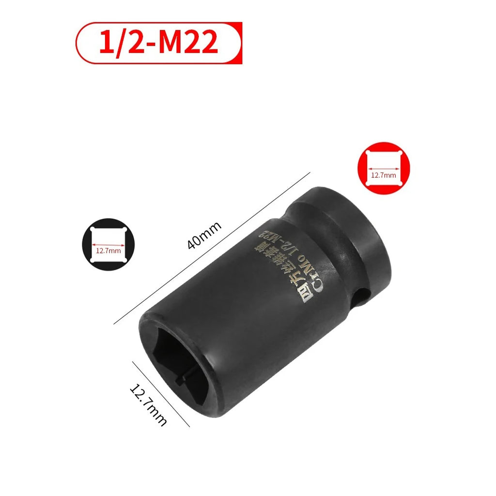 Suqare Screw Tap Socket 1/2Inch Driver Square Driver Electric Wrench Socket Square Driver Head M6-M24 Socket Oasis Select M22