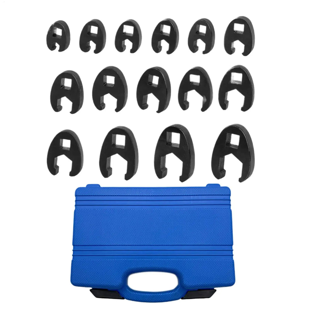 15Pcs Crowfoot Wrench Set 8mm to 32mm Carbon Steel Crowfoot Flare Nut Wrench Set for Extension Bars Ratchet Wrenches Oasis Select