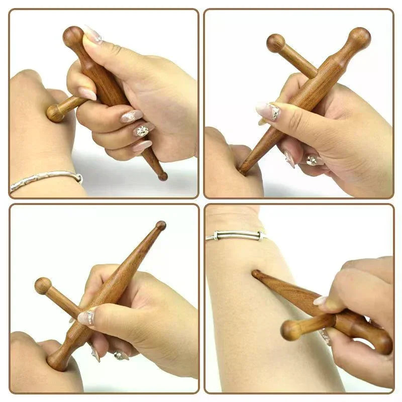 Wood Massage Stick Tool Natural Sandalwood Massager Acupoint Reflexology Tools For Full Body Relaxing Deep Tissue Foot Massage Oasis Select