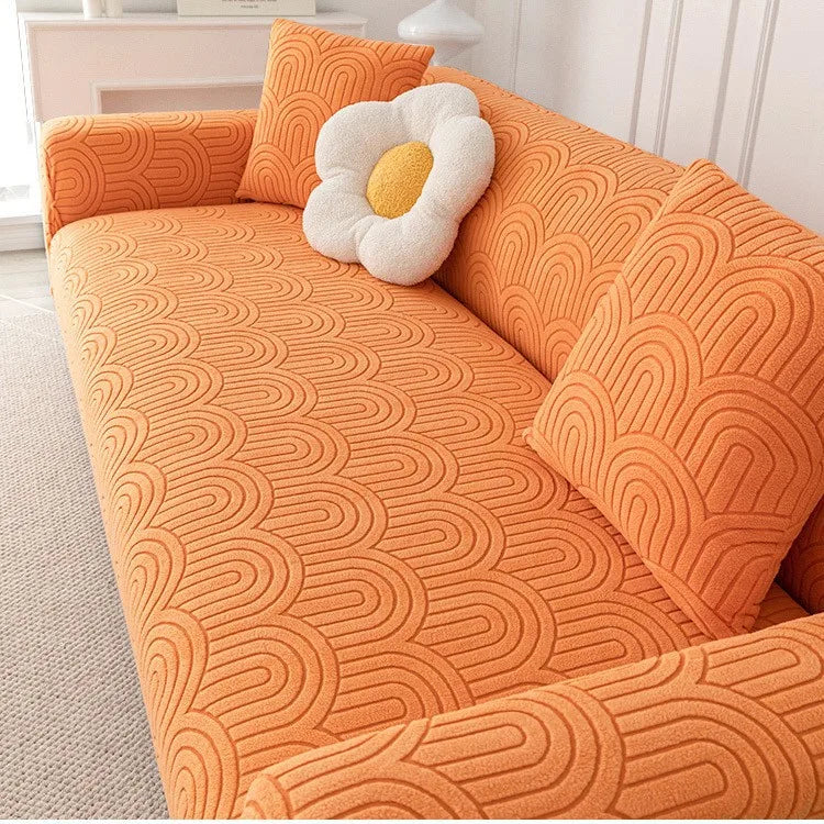 2025 New Elastic Full-cover Sofa Cover All-season Anti-slip and Anti-cat Scratch Sofa Cover Sofa Covers Oasis Select Premium Orange 4 people 235-300cm