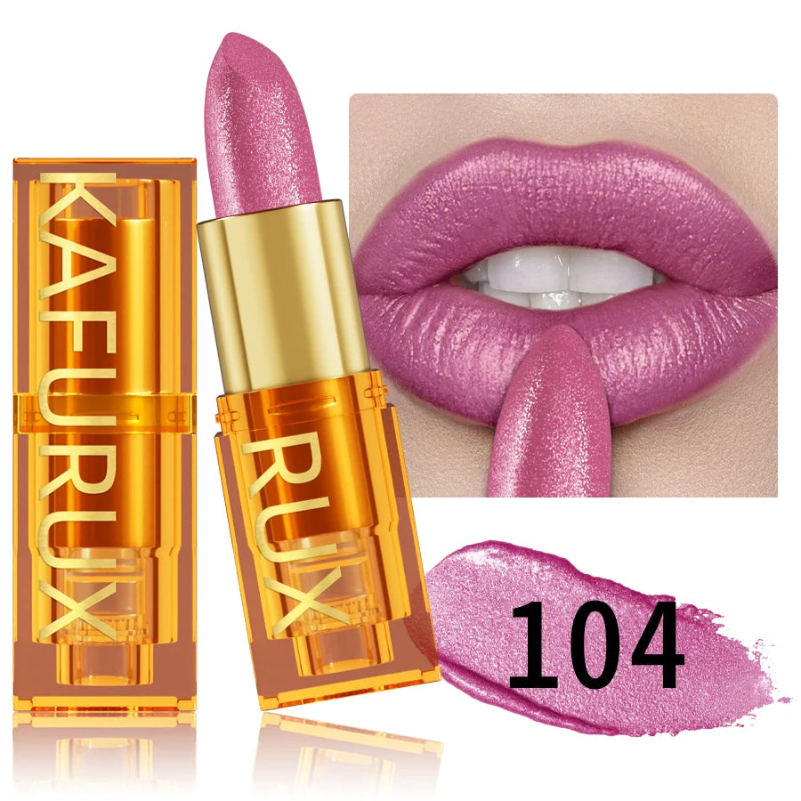 KAFURUX 16-Color Glitter Metallic Lipstick – Long-Lasting Matte