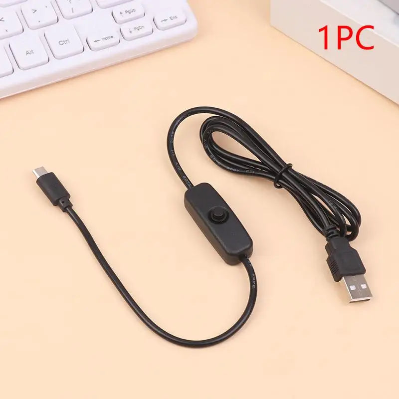 USB Type-C Extension Cable With On Off Switch USB To Type C Extension Cable For USB Lamp USB Fan LED Strip Lamp Bulb Light Oasis Select 1PC Black