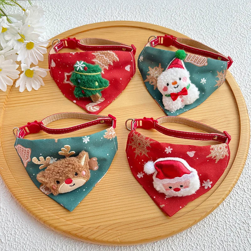 Christmas Pet Triangle Scarf Collar Cute Cat Christmas Accessories Dog Collar Red Elk Oasis Select
