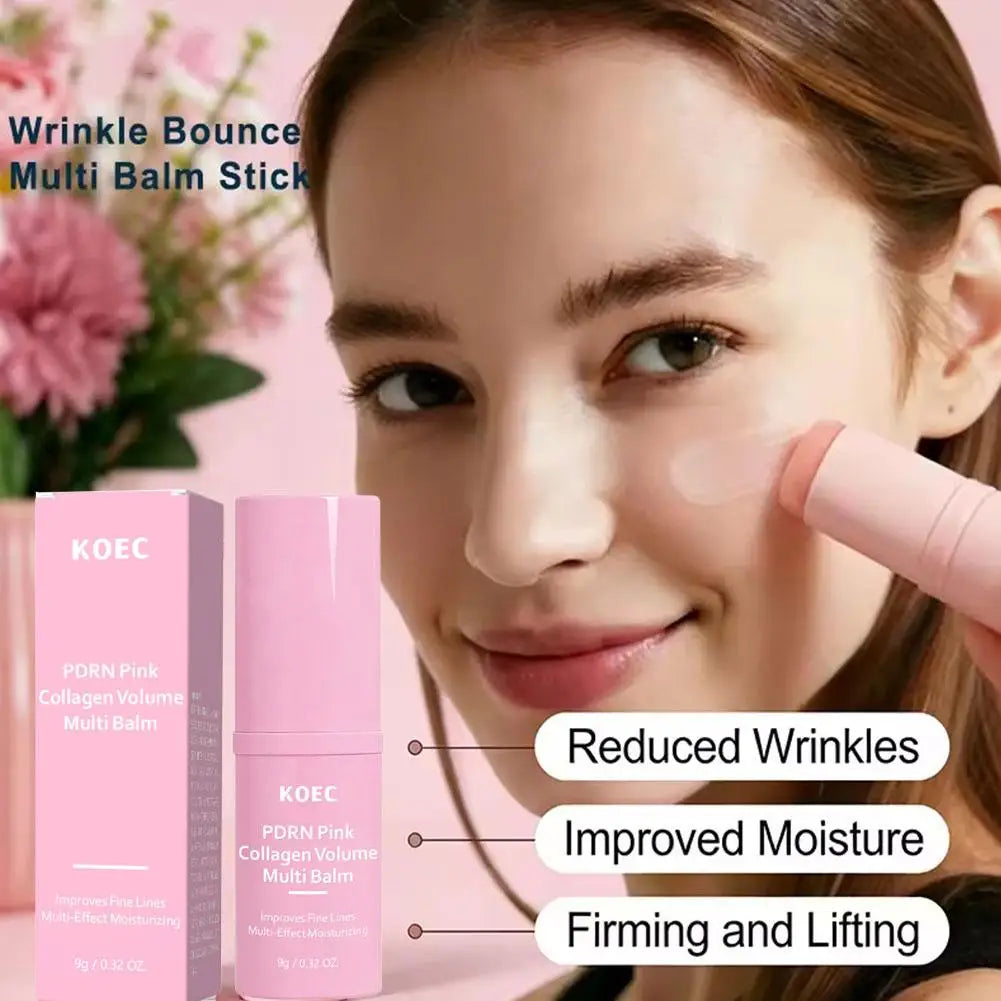 Wrinkle Bounce Moisturizing Multi Balm for Face PDRN Pink Collagen Volume Balm Moisturizer Stick Hydrating Lip Eye Neck Cream Oasis Select