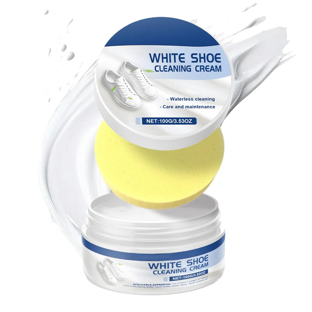 White Shoe Cleaning Cream with Sponge Stains Remover Shoes Whitening Cleaning Brightening Whitening And Yellowing Maintenance Oasis Select