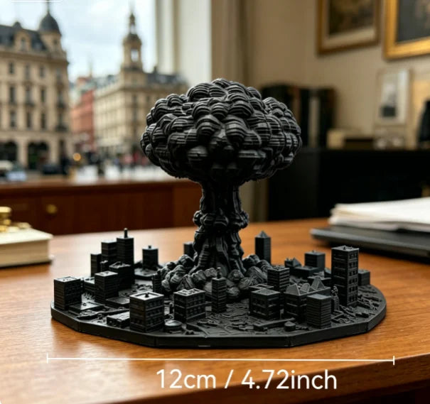 Sci-Fi Apocalypse Mini City Model 3D Printing Diorama Figurine Mini Statue Desktop Decor for Gamer Workstation Room Display Gift Oasis Select City Black