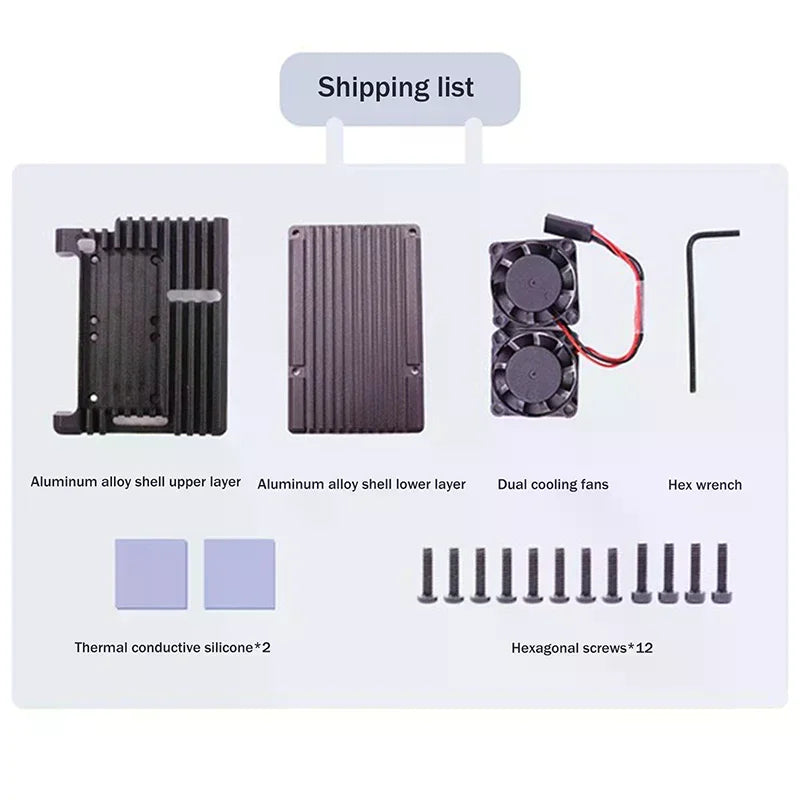 Raspberry Pi 4 Aluminum Case With/Without Dual Cooling Fan Metal Shell Black Enclosure For RPI Raspberry Pi 4B Oasis Select