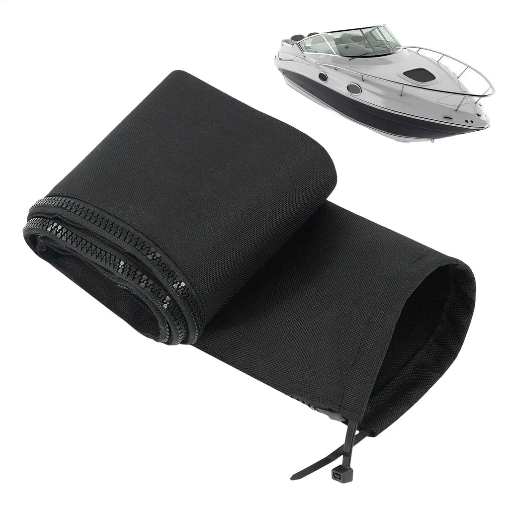 48 Inch Outboard Rigging Sleeve Zippered Wire Wrap Black Trolling Motor Wire Protector for Boat Marine Outboard Fishing Gear Oasis Select