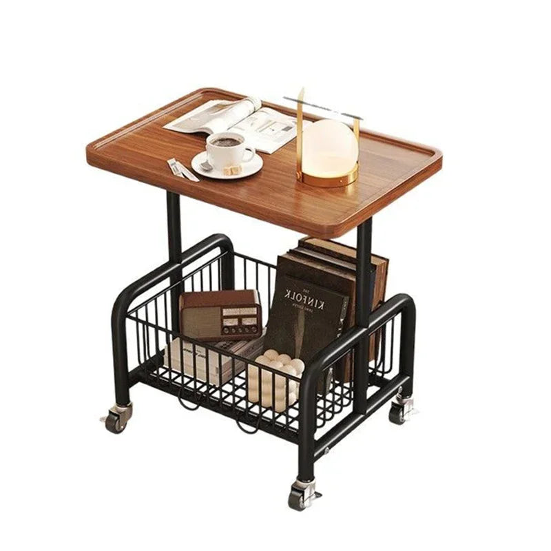 Mobile coffee table, double-layer storage, edge table, living room sofa, corner of office bed, tea table, mini storage rack Oasis Select