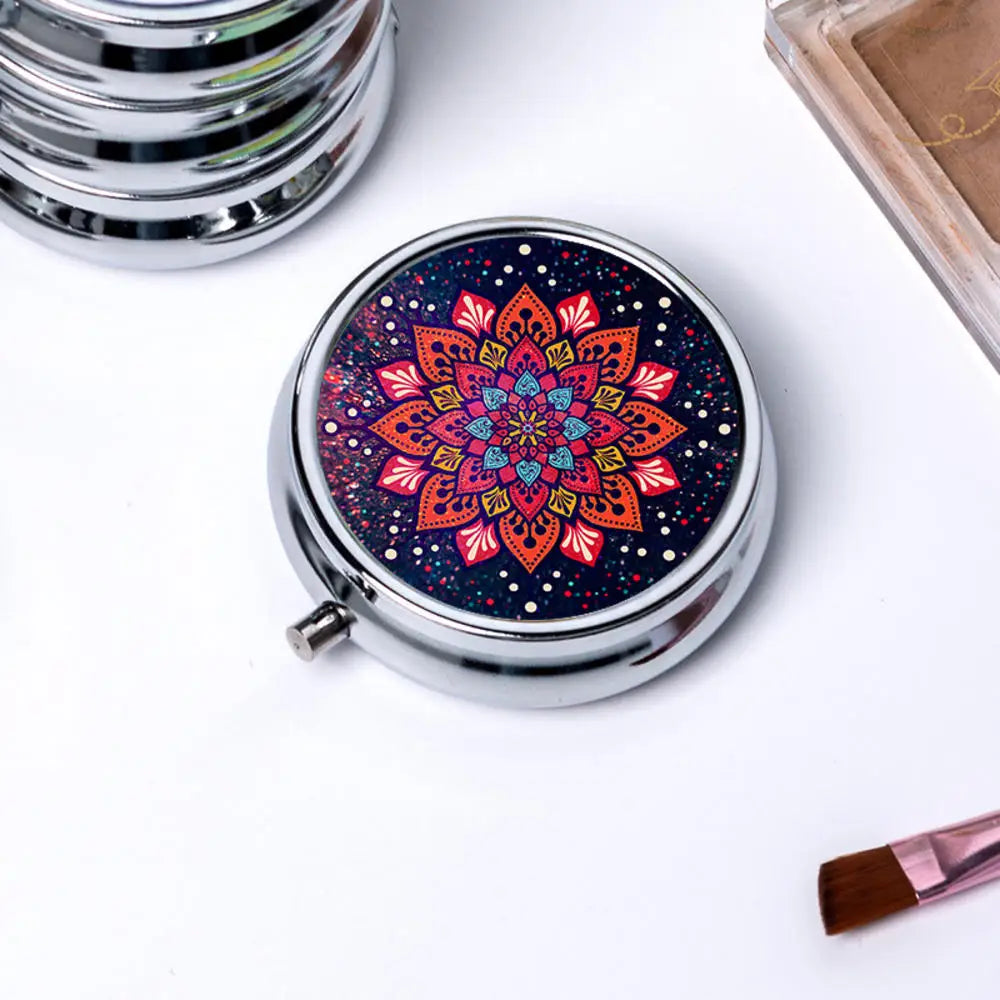 Portable 3 Cell Metal Pill Boxes Stainless Steel Round Pill Boxes Medicine Organizer Container Medicine Case Splitters Pill Box Oasis Select F