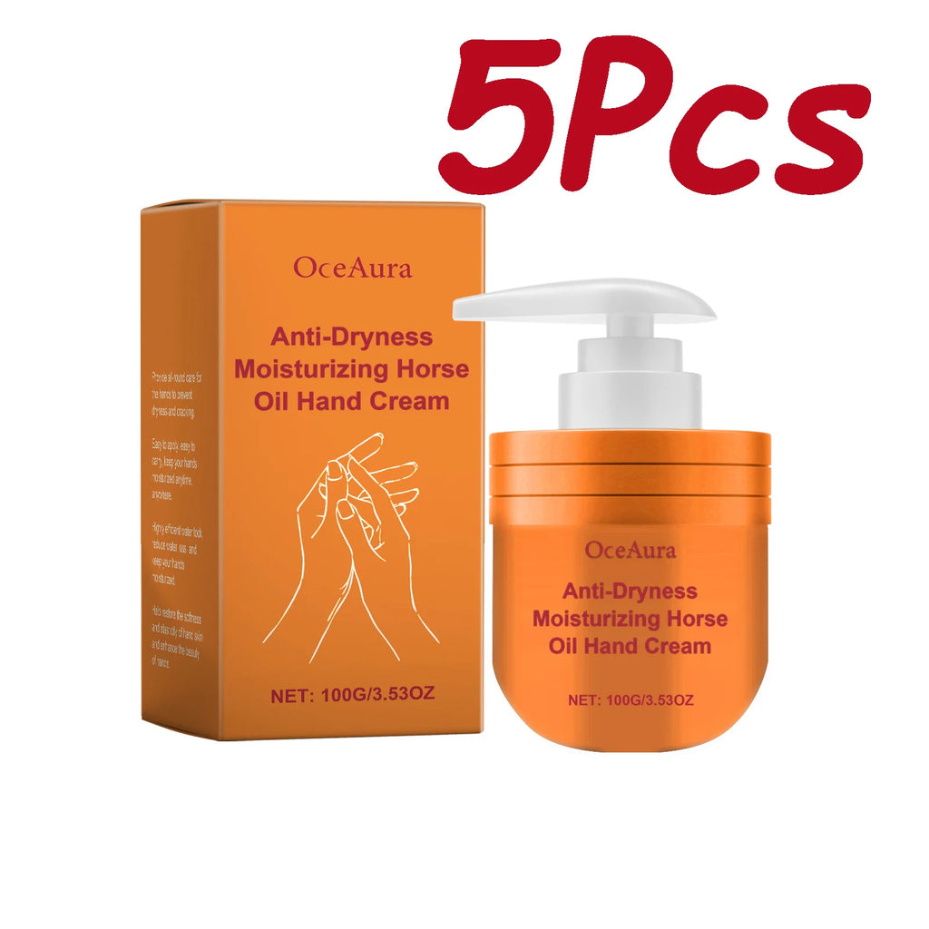 Moisturizing Horse Oil Hand Cream Anti Chapping Hydrating Soften Anti Cracked Soothing Dry Rough Nourishing Brighten Hand Care Oasis Select 5 x 100g Boxed