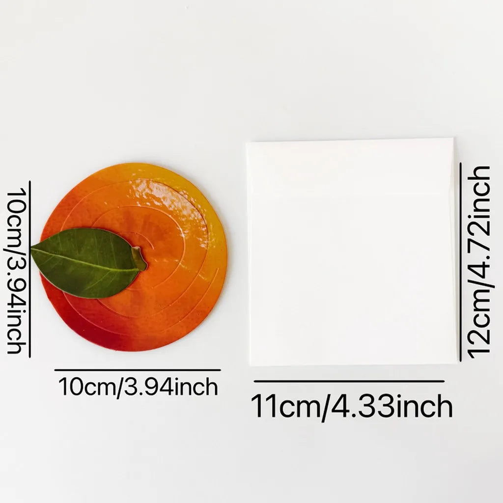 3D Fruit Shaped Greeting Card | Ink-Wash Folding Card & Envelope