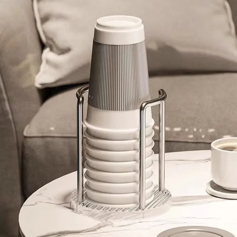 Luxury Disposable Cup Storage Holder Water Tea Cups Dispenser Rack Shelf with Longer Stick Mug Display Stand Home Organizer Oasis Select