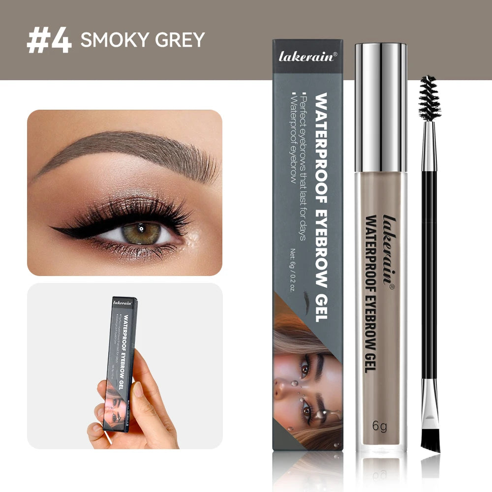 Waterproof Eyebrow Gel Set Sweat-proof Long Lasting High Pigmentation Liquid Eyebrow Tinted Natural Finish Makeup Cosmetics Oasis Select 4 SMOKY GREY
