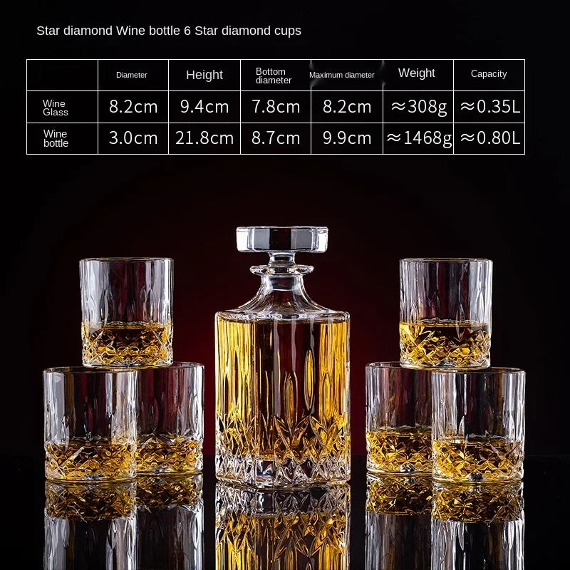 European thickened whiskey glass set large foreign wine glass crystal glass wine bottle creative wine set Oasis Select Star Diamond Set