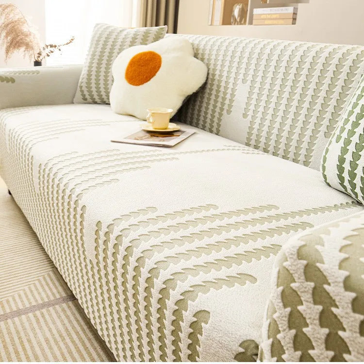 New All-inclusive Anti-cat Scratch Elastic Sofa Cover, One-piece Anti-slip Sofa Protective Cover Cover Sofa Oasis Select 4 people 235-300cm Moran Green