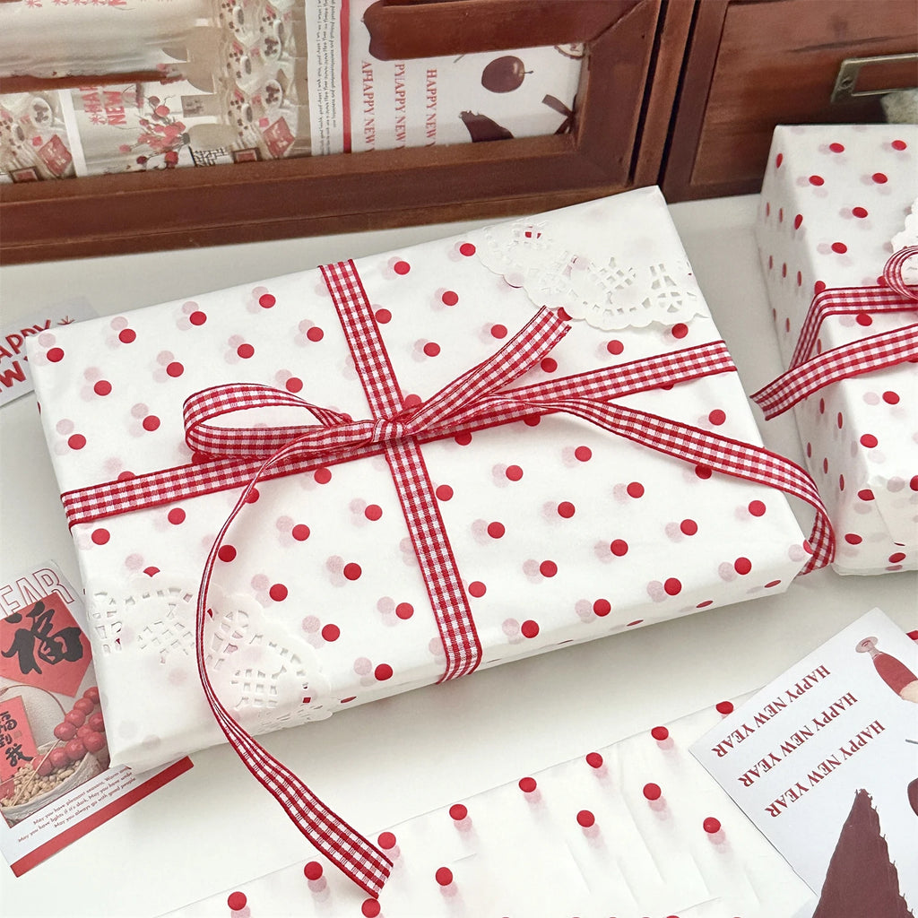 Polka Dot Pearl Flower & Gift Wrapping Paper Sheets – 10 Pack
