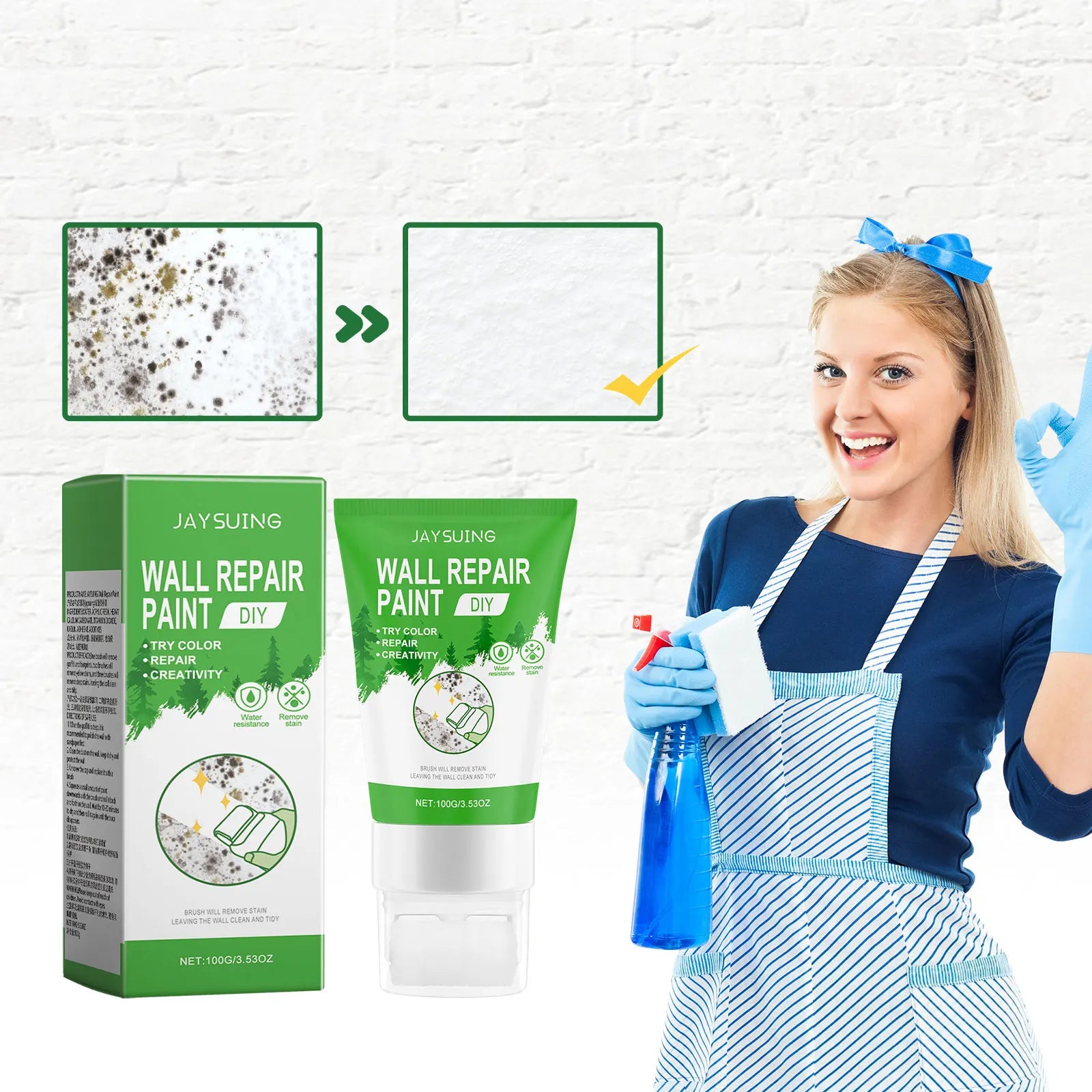 Jaysuing Wall Repair Paint – Stain & Graffiti Cover Primer Wall Repair Paint Oasis Select