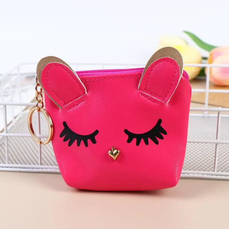 Cute Cat Keychain Coin Purse | Mini Zipper Wallet Bag