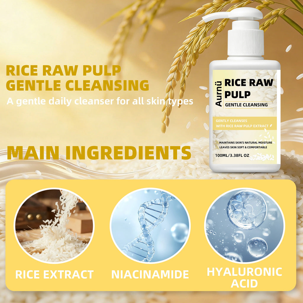Aurnü Rice Raw Pulp Gentle Facial Cleanser – All Skin Types Facial Cleanser Oasis Select