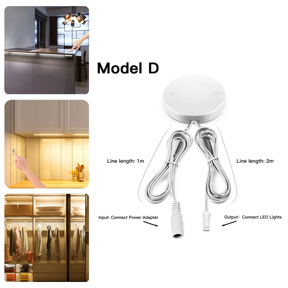 Wireless Touch Sensor Dimmer Control Hand Sweep Sensor Dimmable Light Switch for Cabinet Light Strip Penetrable 25mm Wood Panel Oasis Select DC Dupont Wire W
