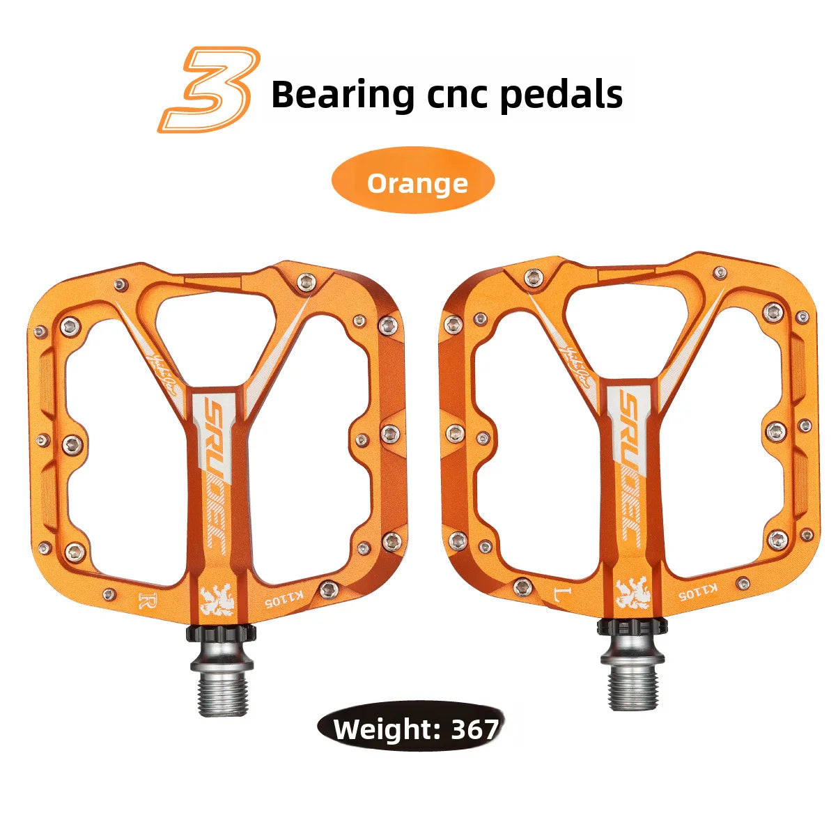 Bicycle, mountain bike, pedal, sealed bearing, pedal, three-layer high strength, increased anti slip pedal equipment Oasis Select orange