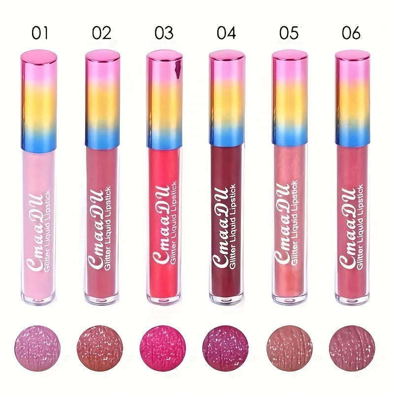 Pearlescent Shimmer Lip Gloss Lipstick Glitter Plumping Waterproof High Shine Lightweight Coral Metallic Y2K Daily Party Makeup Oasis Select
