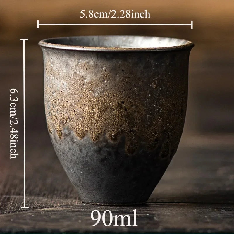 Ceramic Tea Cup Household Gilded Rust Glazed Master Cup Kung Fu Tea Set Accessories Oasis Select A 90ml