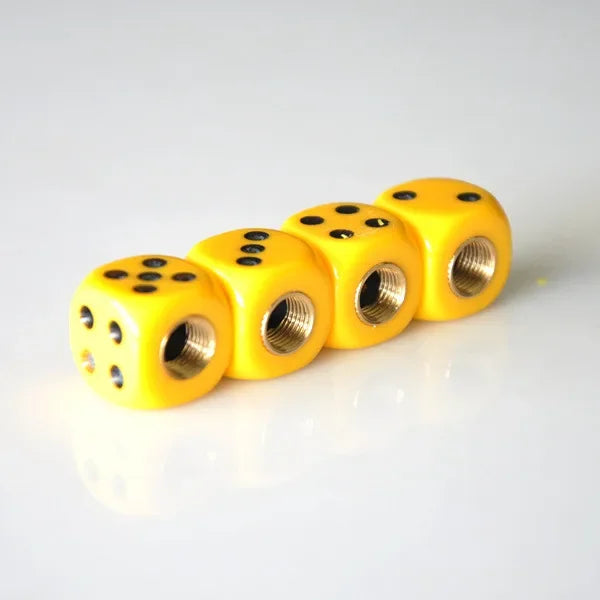 Dice Style Valve Caps Wheel Tire Cover Tyre Valve Plugs Alloy Wheels ABS Tire Wheel Cover For Car Motorcycle Bike Oasis Select Yellow-1