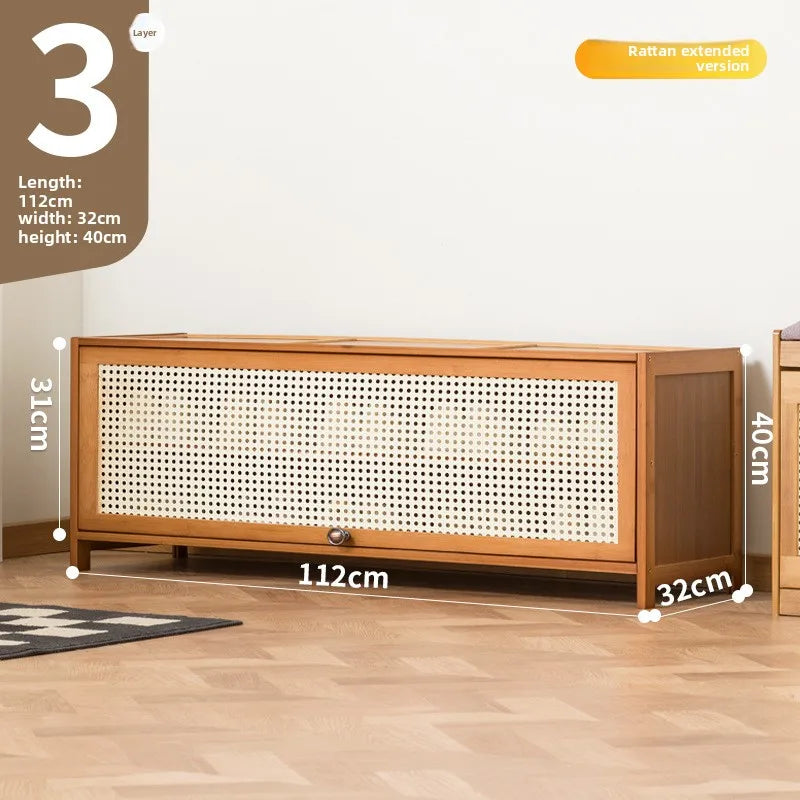 Imitation rattan woven shoe cabinet, simple shoe rack at the door of the home, economical, good-looking indoors Oasis Select Three layers 112