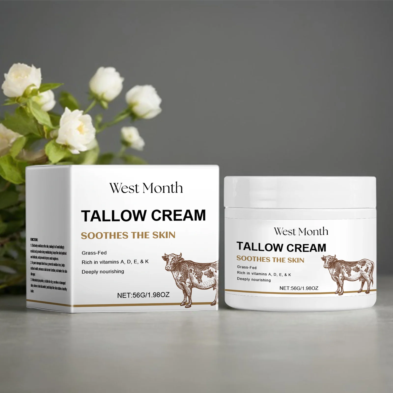 Tallow Face Cream Fade Fine Lines Lifting Firming Hydrating Smoothing Brighten Moisturizing Nourishing Balm Skin Care Oasis Select 56g boxed