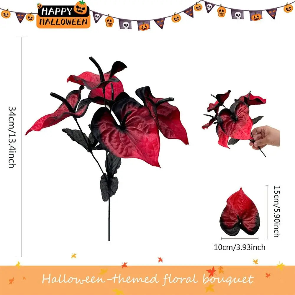 NEW Halloween Artificial Anthurium Multicolor DIY Calla Lily Artificial Flower Accessories Silk Faux Red Palm Flower Arrangement Oasis Select