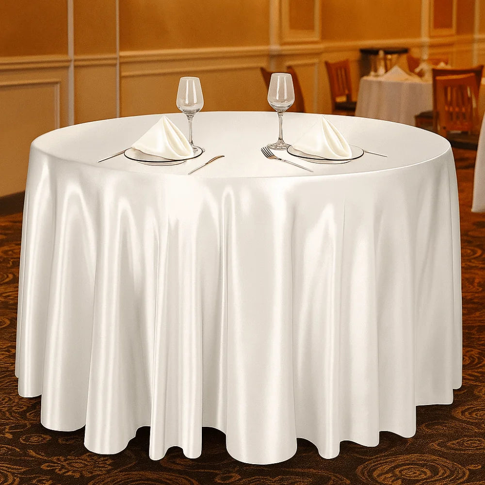 Round Satin Tablecloth | Imitation Silk Banquet Table Cover Satin Tablecloth Oasis Select