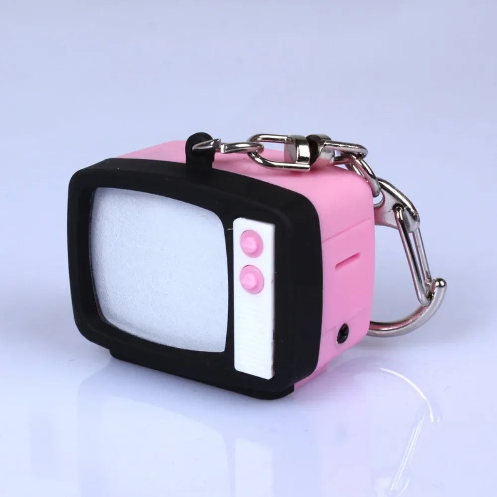 Creative Retro Television Keychain Miniature Television Tv Keychain Pendant Creative Children Model Led Keychain Home Oasis Select Pink