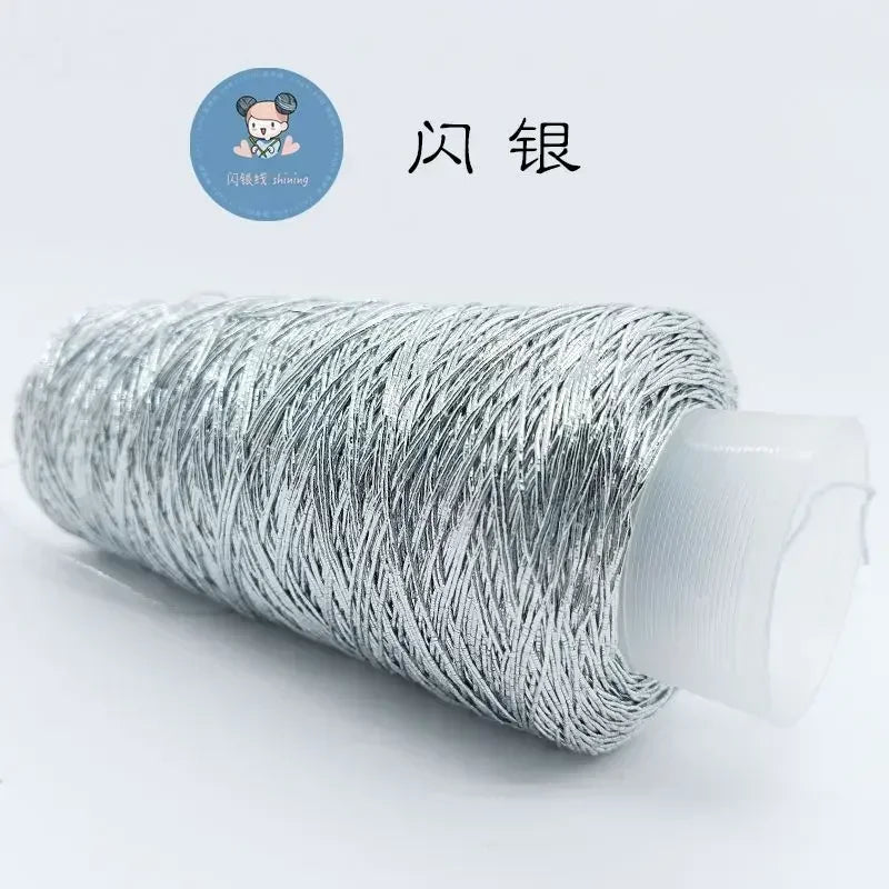 Silver Handmade Crochet Yarn Popular Style Woven Flash Core Wire 200g Ball for Small Bag Knitting Needle Craft Supply Oasis Select Silver