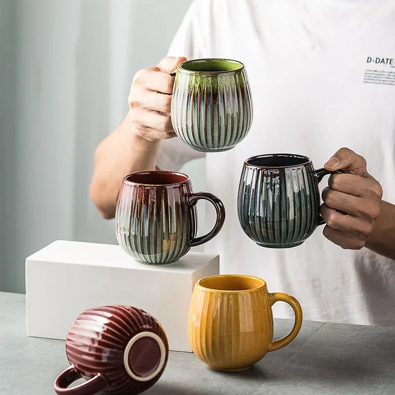 500ml Creative Personality Mug Breakfast Cereal Milk Cute Ceramic Cup Daily Household Large-capacity Retro Coffee Cup Oasis Select