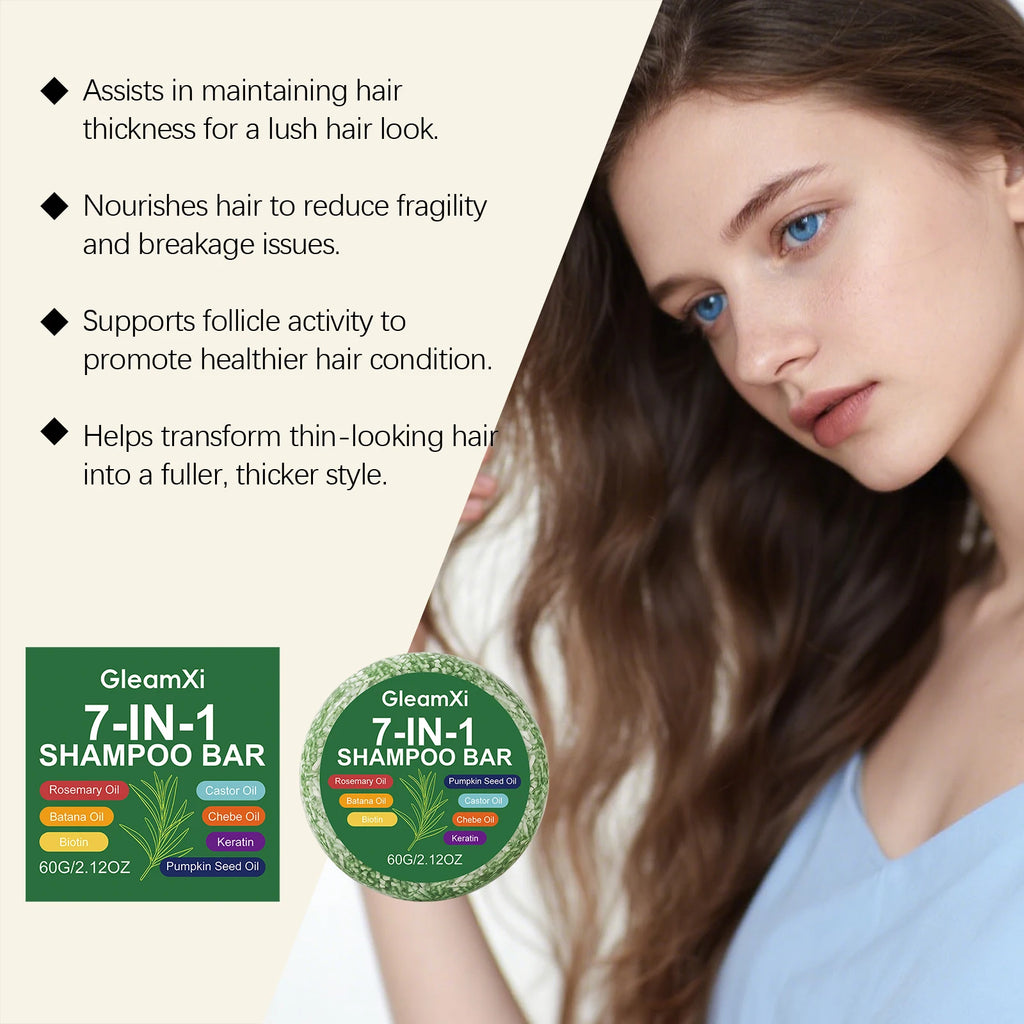 Gleamxi 7-in-1 Rosemary Biotin Shampoo Bar – Hair Growth Shampoo Soap Bar Oasis Select