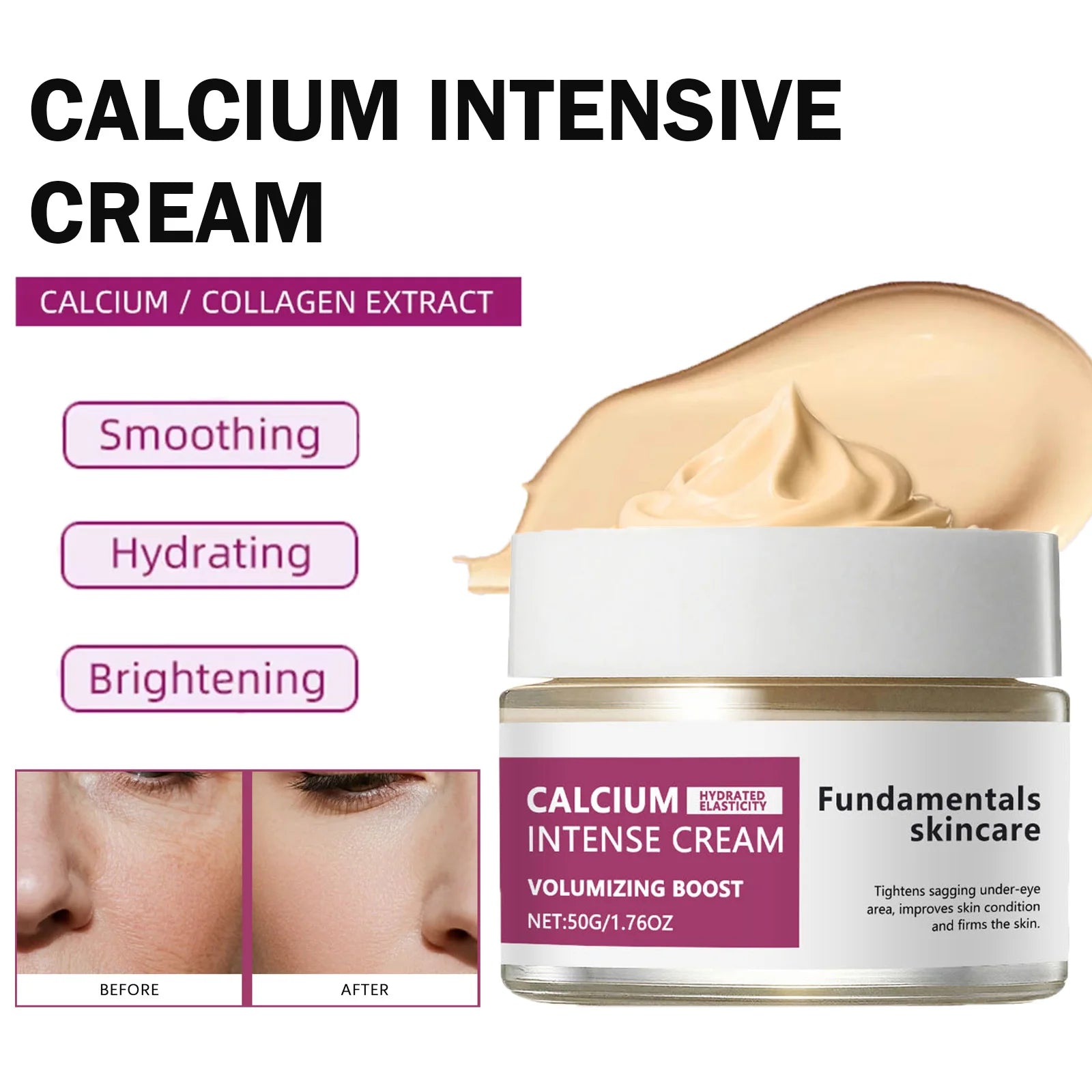 Calcium Intense Cream Tighten Skin Elasticity Enhance Moisturizing Facial Firming Improve Skin Sagging Nourishing Facial Lifting Oasis Select