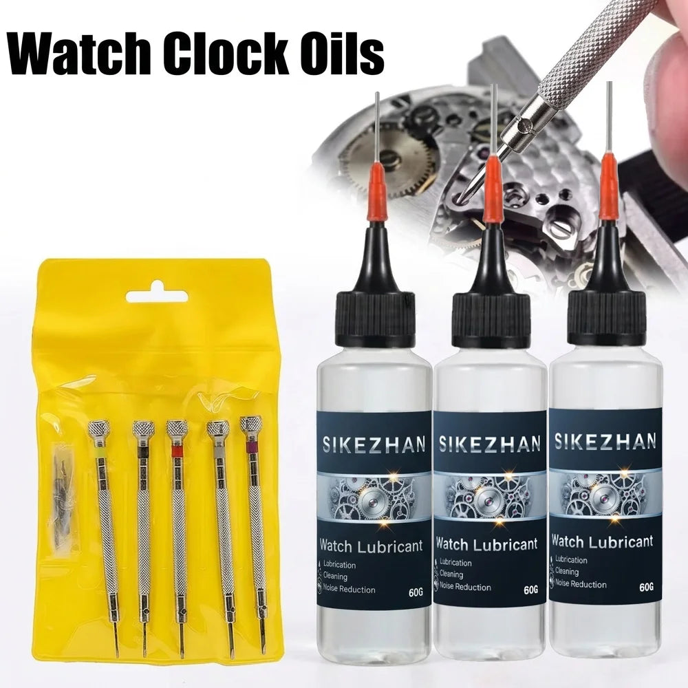 5Pcs Watch Repair Tool Kit & Precision Mechanical Watch Lubricant Oil Professional Clock Maintenance Set For Watchmakers DIY Fix Oasis Select