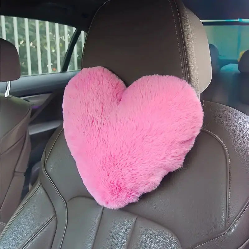 Car Headrests Neck Protectors Love Pillows Waist Pillows, Car Seats Backrests Universal Plush Headrests Imitation Rabbit Hair Oasis Select