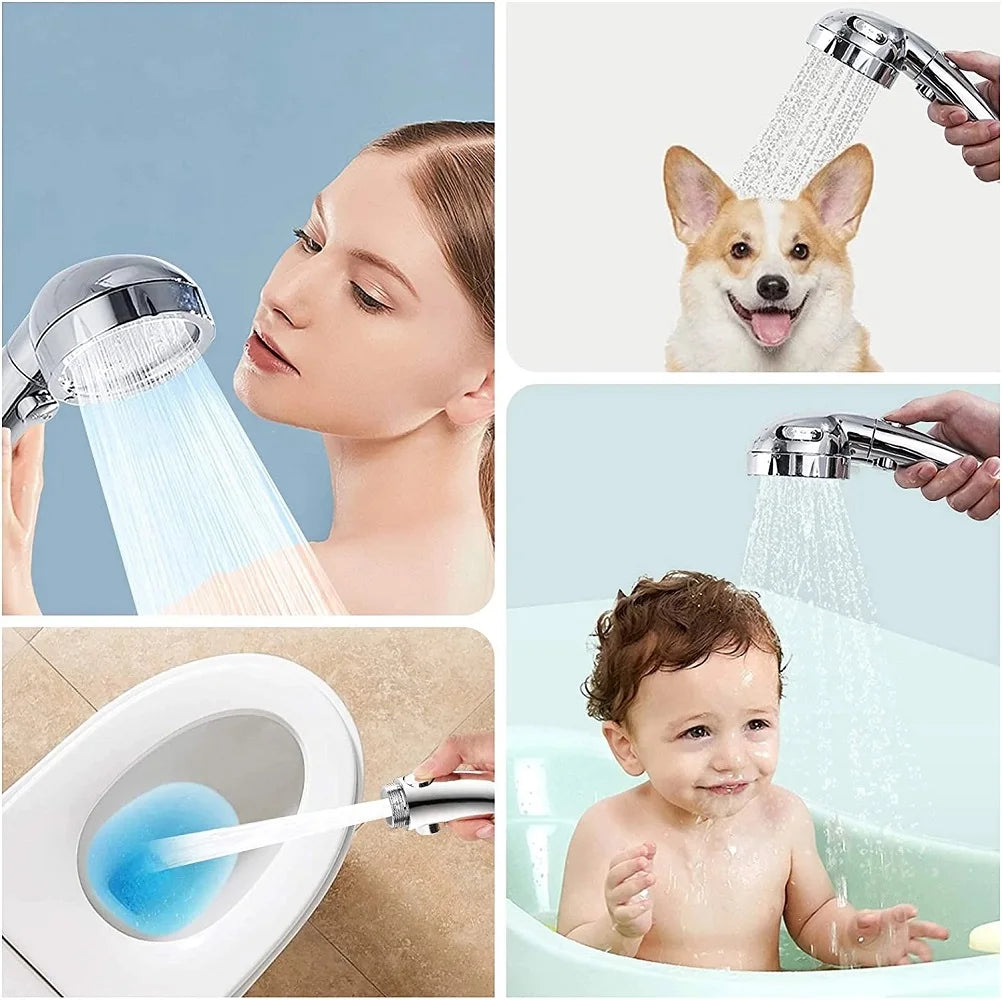 High Pressure Bathroom Shower Head 3 Modes Adjustable Water Saving Rain Luxury Home Hotel Silver Sprayer Bathroom Accessories Oasis Select