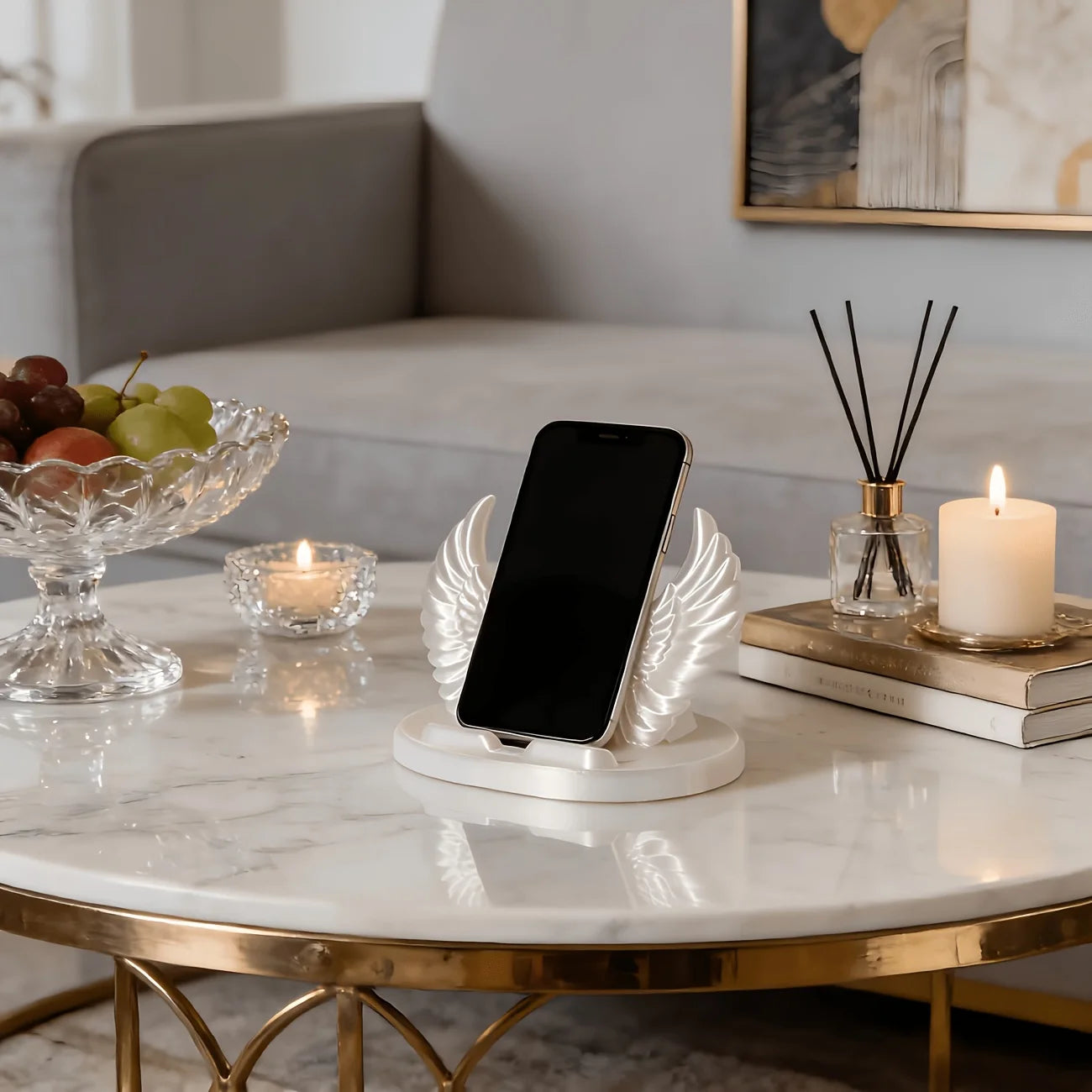 Angel Wings Phone Stand 3D Printed Wing Shaped Cell Phones Holder Ornaments Elegant Desk Decor for Office Bedroom & Coffee Table Oasis Select