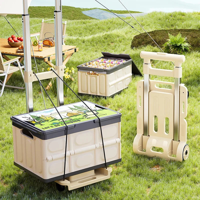 Folding cart Hand-pulled cart Home silent thickened warehouse Supermarket trailer Pull trolley Multifunctional storage cart Oasis Select