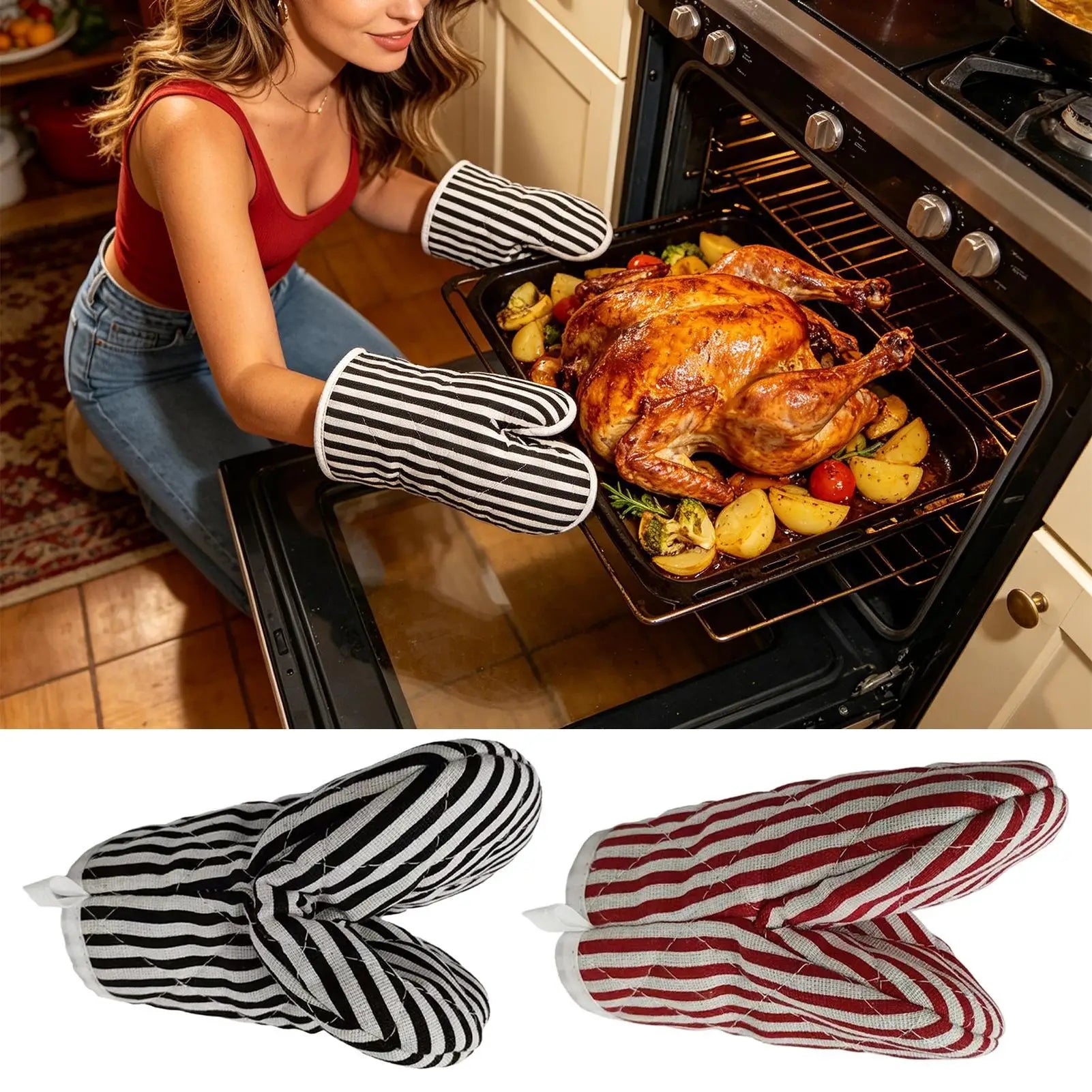 Heat-Resistant Oven Mitts – Anti-Scald Kitchen Gloves