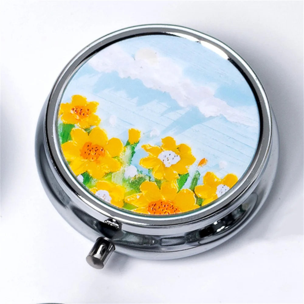 Portable 3 Cell Metal Pill Boxes Stainless Steel Round Pill Boxes Medicine Organizer Container Medicine Case Splitters Pill Box Oasis Select Style 3