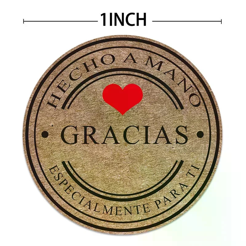 500pcs Multiple Styles Kraft Gracias Spanish Thank You Labels Stickers Handmade Scrapbooking Stationery Sticker Oasis Select