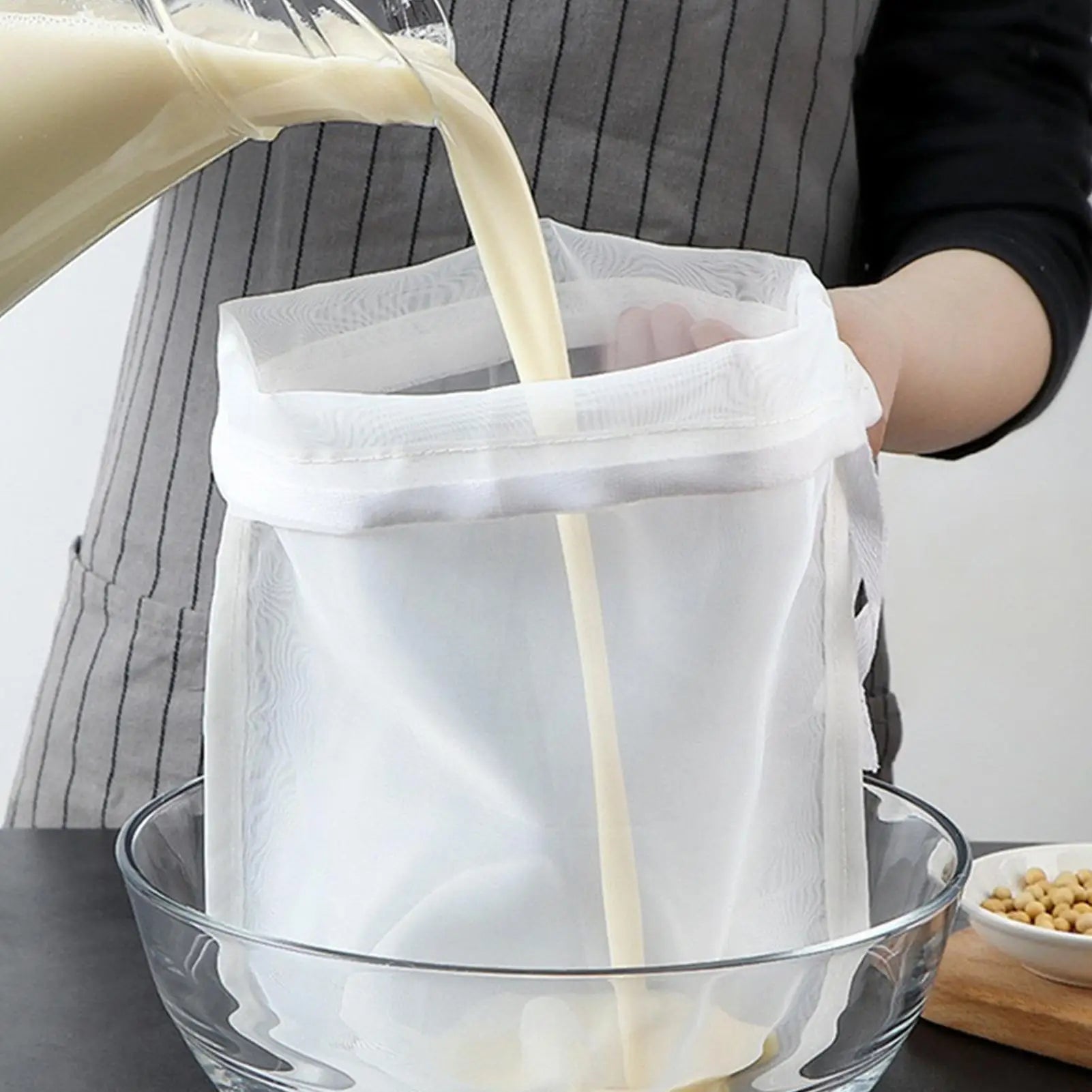 1PC 200 Mesh Strainer Bag Soy Milk Nylon Filter Bag Nut Milk Bag Net Yogurt Tea Coffee Oil Food Press Filter Strainers Mesh Bag Oasis Select